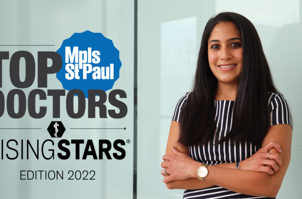 Image of Dr. Kavisha Sha and logo that reads "Mpls.St.Paul. Top Doctors Rising Stars 2022 Edition"