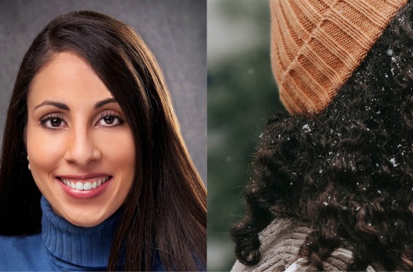 Ronda Farah, MD, FAAD, and hair with snowflakes