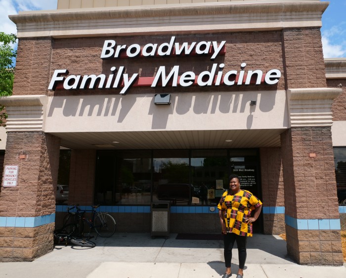 LaTrese VanBuren-Thompson in Front of Broadway Clinic